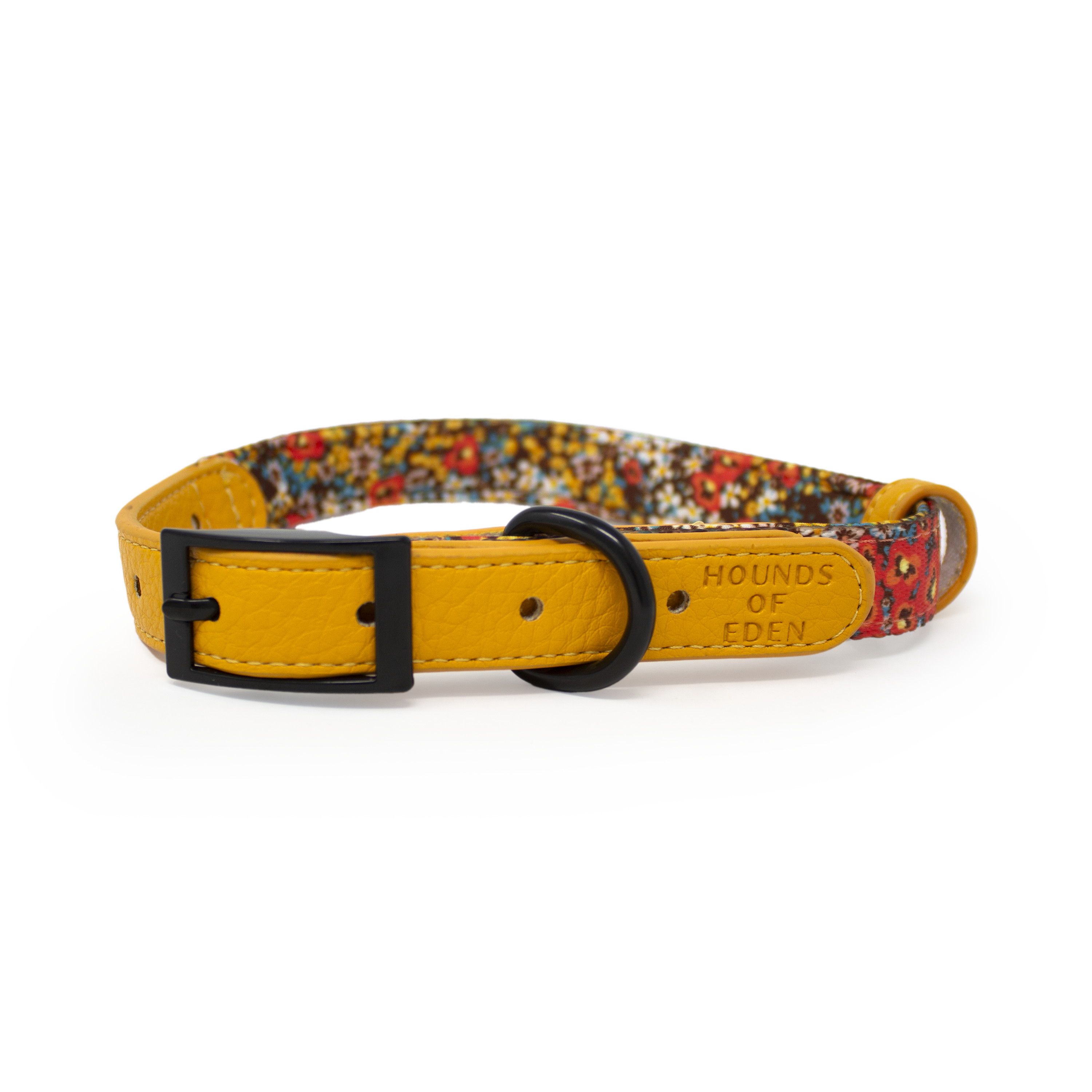 Retro Bloom Leather Dog Collar