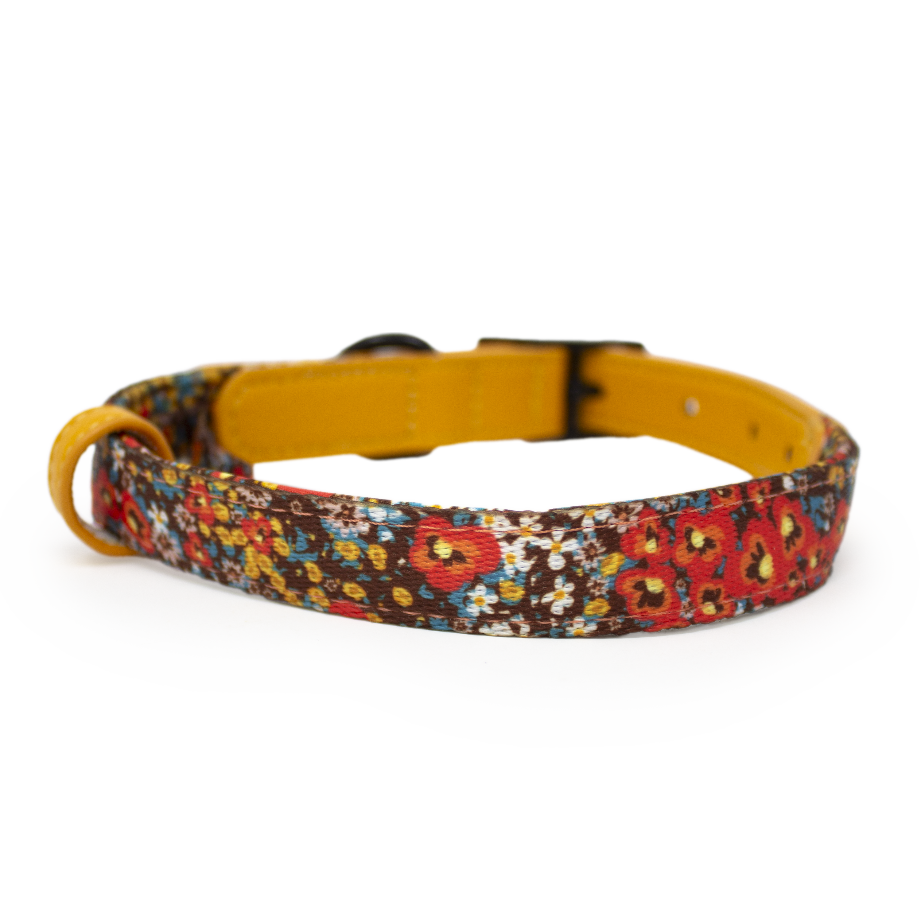Retro Bloom Leather Dog Collar