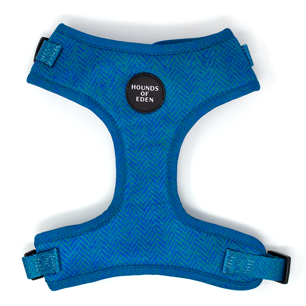 'Bruce' - Blue & Teal Herringbone Dog Harness