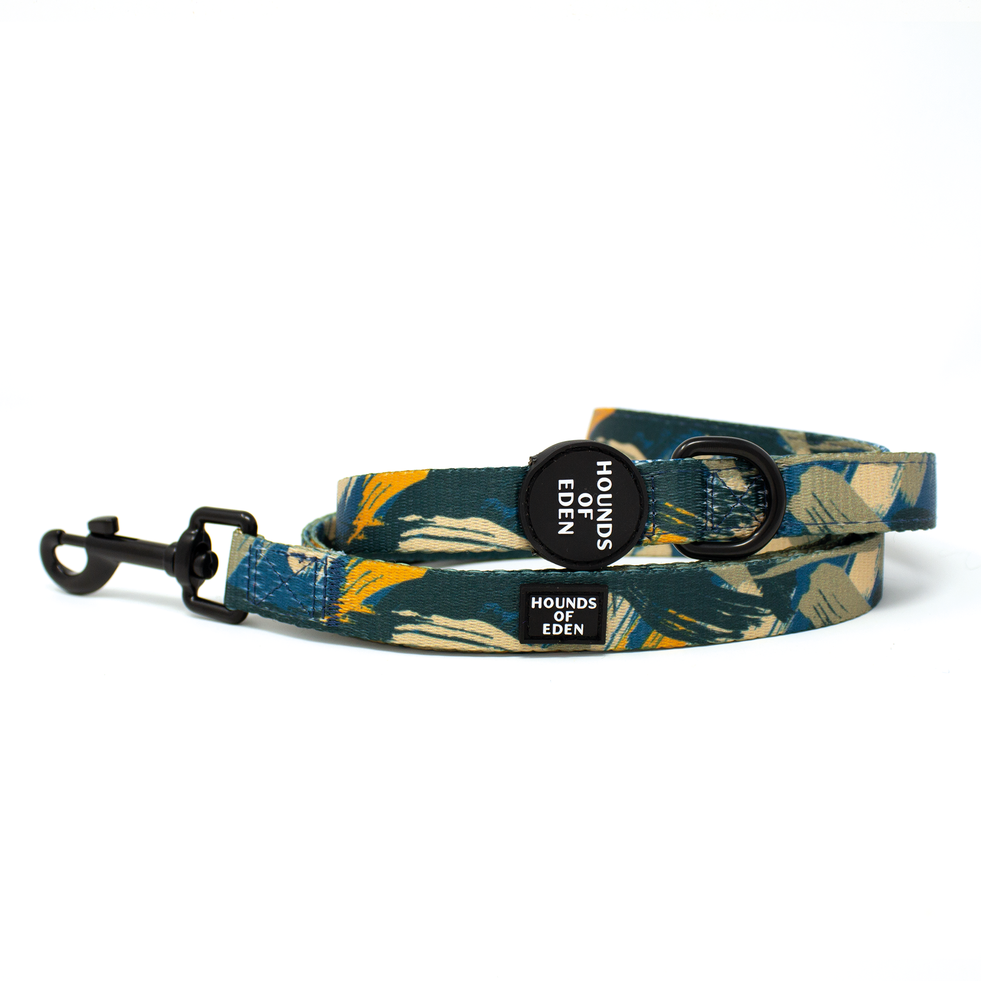 'Brush it Off' - Olive, Blue & Orange Camo Pattern Dog Lead